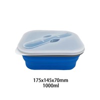 Siliconen opvouwbare vierkante lunchbox Voedselopslagcontainer met één compartiment 1L Outdoor Camping Tray Intrekbaar fruit Draagbaar