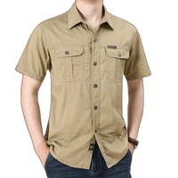 Chemise décontractée en coton à manches courtes pour hommes chemise tactique de sport demi-manche pour randonnée escalade chasse chemise de sport en plein air pour hommes