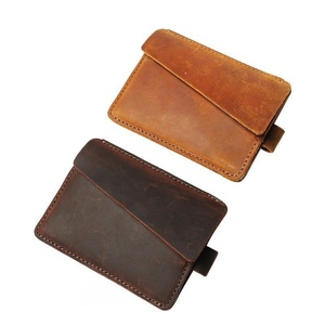 Boshiho Customized Crazy Horse Leather Business Wallet Card <b>Holder</b> Men Credit <b>Id</b> Coin Leather Front Pocket Black Slim - Product Image 5