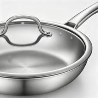 Poêles à frire en acier inoxydable triple couche très vendues, ensemble de cuisson extérieur de camping de haute qualité, poêle antiadhésive avec couvercle en verre, compatible four