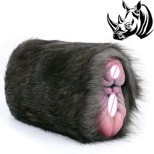 Beeba Levensechte Zwarte Monster Zachte Mannelijke Masturbator Kleur Gemengde Siliconen Penis Stroker Voor Man Fantasie 2 In 1 Uniek Harig Ontwerp - Product Image 2