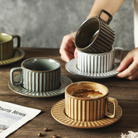 Tasse à café expresso en céramique émaillée nordique de 250ml ensemble de soucoupe tasse à thé en porcelaine vintage assiette