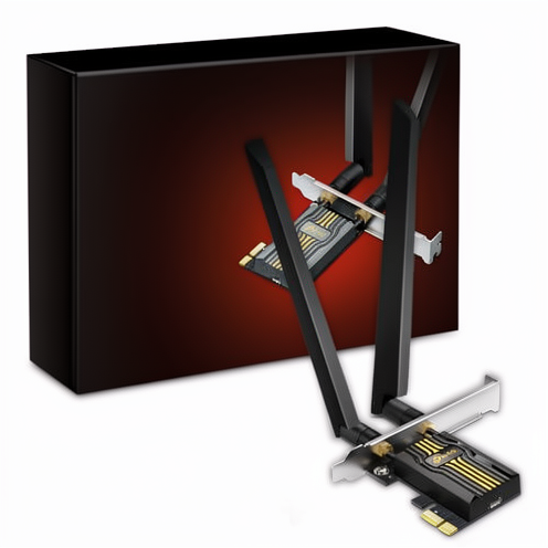 TP-Link WiFi 7 PCIe Card BE6500 Archer TBE400E External Tri-Band (6GHz/5GHz/2.4GHz) 1000 Mbps 5.4 2 Multi-Directional Antennas