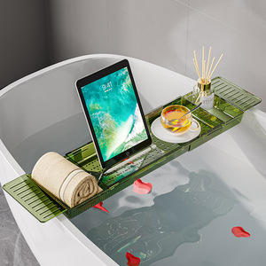 Bathroom Storage Rack 60X70cm Extendable Bathtub Holder Non Slip Phone <b>Tablet</b> <b>Stand</b> Freestanding Rectangle Shelf - Product Image 1