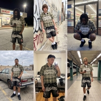 Ensemble personnalisé pour homme : chemise respirante à carreaux, short tricoté, veste à manches courtes à carreaux, streetwear cargo, marque privée, faible MOQ, OEM, ODM