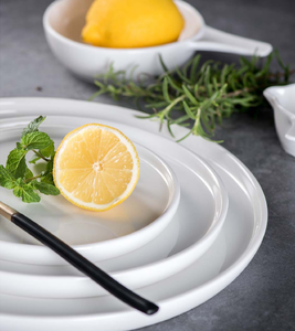 Premium European White Ceramic Round Steak Plate Custom Logo Pizza <b>Cake</b> Serving Dish For Hotel Western Restaurant Wedding Wholes - Product Image 5