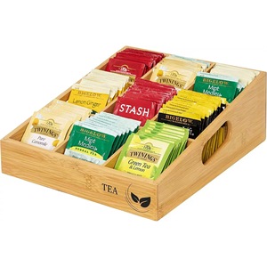 Bamboo Tea Storage Box With Compartments Open Top Rectangular For Coffee And Tea Bags Organizing <b>Kitchen</b> Drawer Organizer - Product Image 3