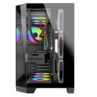 AntarcChill Hot Selling New Model Black Gaming Computer Case Three Sides Tempered Glass Case PC Tower Computer Case