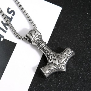 yunnique Viking Thor's Hammer Pendant Stainless Steel <b>Necklace</b> Unisex Gift Jewelry Geometric Design JD215 - Product Image 1