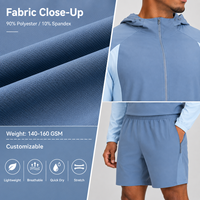 Ensemble de survêtement léger d'été pour homme avec logo personnalisé, veste coupe-vent color block 100 % nylon et short