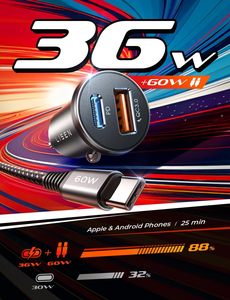 Chargeur de voiture USB double port LISEN 54W haute puissance, adaptateur Type C mini en métal pour allume-cigare, pour la <span class=keywords><strong>charge</strong></span> de téléphone en conduite - Product Image 2