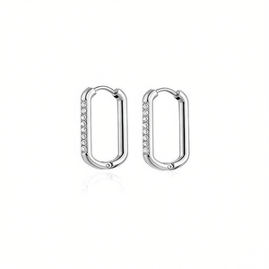 Amy Amy <b>Huggie</b> Earrings Rhodium Plated Crystal Geometric Women's Party Jewelry 10mm - Product Image 4