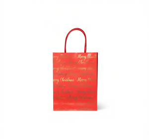 Sacchetto Regalo Natalizio con Stampa 'Buon Natale' in Stile Moda con Manico Rosso - Product Image 1