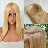 Extensiones de Cabello Humano de PU de 14 Pulgadas, Duraderas, con Nudos Finos, Tejidas a Mano, Totalmente Rubias, de Aspecto Natural, Cabello Virgen Chino para Mujeres