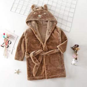 Pijamas de Orejas de Conejo para Niños, Pijamas de Franela para Niños y <span class=keywords><strong>Niñas</strong></span>, Pijamas Gruesos de Felpa Coral para Otoño/Invierno, Batas de Baño - Product Image 5