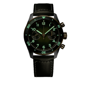 Mens <b>Automatic</b> <b>Chronograph</b> Two Tone Pilot Watch Leather Strap Sapphire Crystal Sport Wristwatch Longinesing - Product Image 2