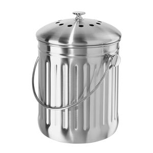Offre Spéciale seau de stockage rond de bac à <span class=keywords><strong>compost</strong></span> en acier inoxydable de 1.3 gallons avec structure supérieure ouverte pour les vers de jardin ou les déchets de cuisine - Product Image 1