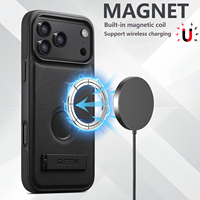 Coque de téléphone SUTENI pour iPhone 18 Pro Max avec support magnétique, chargement sans fil, finition givrée, aspect cuir de luxe, compatible 17 16 Plus 15 14 13 12
