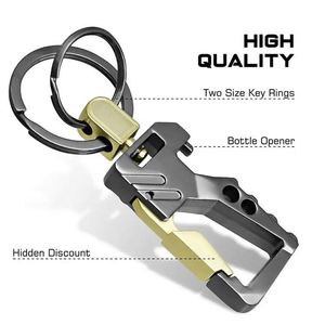 Men Stainless Steel Bottle Opener Buckle Keychain Waist Belt Clip Anti-lost Buckle Hanging Classic Fashion <b>Key</b> <b>Ring</b> Car Decor - Product Image 5