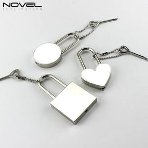 Serrures en métal vierges pour sublimation DIY, en alliage de zinc, personnalisables, formes cœur, carré et rond, vente en gros - Product Image 2
