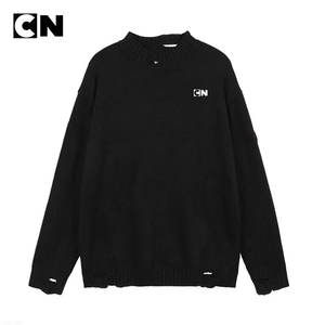 ผู้ผลิตเสื้อสเวตเตอร์ที่ได้รับการรับรอง GRS ขายส่งเสื้อสเวตเตอร์ไหมพรมถักลายกะโหลกศีรษะสีดำสำหรับผู้ชาย สไตล์ลำลอง สำหรับฤดูหนาว - Product Image 3