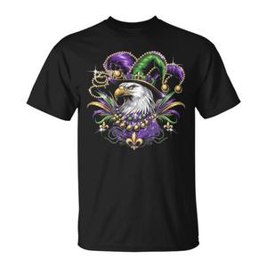 T-shirt colorata Eagle Mardi Gras Party per adulti unisex nera - Product Image 1