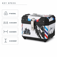 Top case de moto en plastique PP, coque rigide, coffre arrière 42 x 36 x 33 cm, verrouillable, avec poignées pour le transport