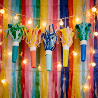 610005 Klaxons de fête colorés à pompons, bruiteurs pour anniversaires, réveillons de Nouvel An, carnaval, fournitures de célébration, cornes de fête