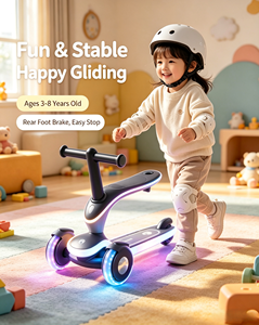 <span class=keywords><strong>Monopattino</strong></span> a 3 Ruote per Bambini <span class=keywords><strong>2</strong></span> in 1 con Sedile, 20 Modalità di Illuminazione RGB, Freno Posteriore, per Bambini 3-8 <span class=keywords><strong>Anni</strong></span>, Carico Massimo 50KG - Product Image 2