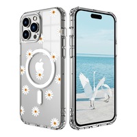 Coque de téléphone à motif floral peint pour iPhone 17 Pro 16 Apple 15, étui de protection magnétique transparent Skin 14 13 Pro Max