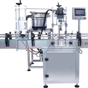Full automatic capping machine with capper feeder, cosmetic bottle lids screwing closing manufacture machines price for sale