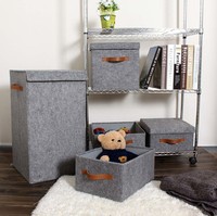 Cube de rangement pliable pliable feutre tissu boîte de rangement panier conteneurs avec poignées