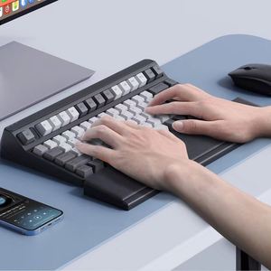 Nouveau support de clavier de bureau en cuir noir et blanc, repose-poignets pour souris, boîte de rangement de bureau - Product Image 3