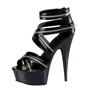 Sandales de créateur rétro gothiques à bout ouvert, talon de 14 cm, plateforme, pour l'été, chaussures à talons hauts pour pole dance - Product Image 1