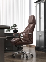 Fauteuil de bureau pivotant exécutif moderne de luxe en cuir PU, réglable, pour bureau à domicile, avec garantie de 5 ans, vente en gros Foshan