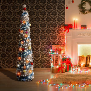 Sapin de Noël en forme de <span class=keywords><strong>crayon</strong></span> <span class=keywords><strong>bleu</strong></span> et argenté de 1,5 m avec paillettes et décorations - Product Image 3