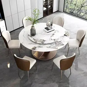 Restaurant Meubelen Eettafel Set Goud Luxe Rvs Marmeren Eettafel Met 8 Stoelen