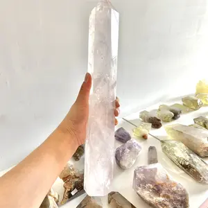 Tự nhiên lớn tinh thể tháp tinh thể chữa bệnh đá Rose Quartz rõ ràng tháp thạch anh lớn tinh thể tháp điểm