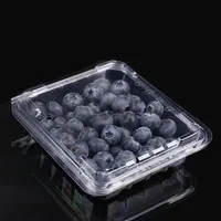 Punnet-caja de embalaje de frutas y fresas, contenedor de concha de grado alimenticio, plástico transparente para mascotas, estampado de cristal gratis