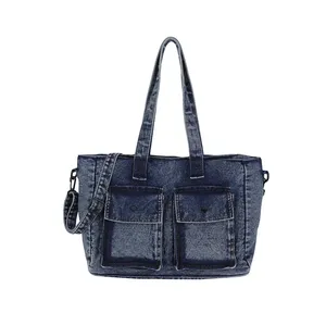 Borse a Tracolla in Denim Vintage con Doppia Tasca per Donne, Borsa Casual di Grande Capacità, Leggera Borsa a Tracolla per Studentesse - Product Image 6