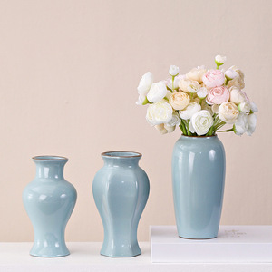 Wholesale Sky Blue Glaze Ru Kiln Ceramic Vase With Traditional Design for Boutique Hotel B&B Dried Fresh <b>Flower</b> <b>Display</b> - Product Image 4