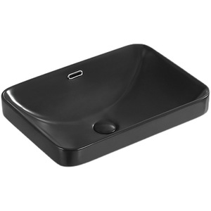 Lavabo de Cerámica para Encimera, de un Solo Orificio, Rectangular, Negro, para Baño, Fácil de Limpiar - Product Image 4