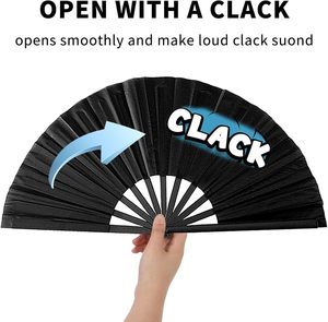 Custom 33cm Personalized Large Colorful Plastic Folding Hand <b>Fan</b> Kung Fu <b>Rave</b> Clack <b>Fans</b> for Men/Women Festival Dance Gifts - Product Image 2
