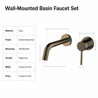 Смеситель для раковины Frascio Gold Waterfall, настенный, с одним отверстием, из латуни, с керамическим картриджем, для виллы