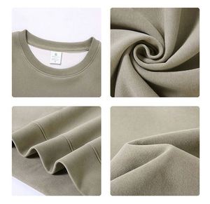 H5407 New Arrivals Wholesale Custom 380g Cotton Blends Solid Color Crewneck Sweatshirts Women Men Sweatshirts - Product Image 4