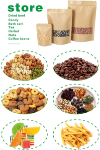 Bolsas de Embalaje de Alimentos con Cierre Hermético, de Papel Kraft Marrón, Termosellables y Reutilizables, con Ventana Transparente, OEM/ODM - Product Image 6