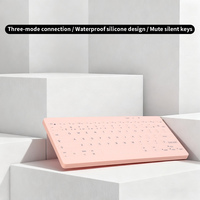 Clavier rose en silicone silencieux à 78 touches, étanche, trois modes, résistant aux déversements, USB Type-C, sans rétroéclairage, compatible avec tous les pads
