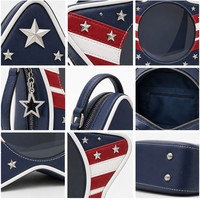 Sac à bandoulière personnalisé en forme d'étoile, style Americana, avec appliqué rayé et doublure marine, idéal comme cadeau
