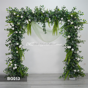 Arche florale de toile de fond pour fête de mariage DKB, mur de fleurs artificielles en soie 3D, 8 pieds, roses vertes et blanches, taille personnalisable, rentrée scolaire - Product Image 3