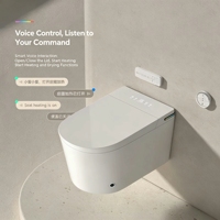 Inodoro de Cerámica Inteligente Montado en la Pared con Asiento Calefactado, Descarga Ciclónica, Sensor de Pie, Control por Voz, Drenaje en Forma de S y Control Remoto